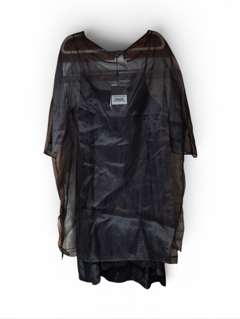Marina Rinaldi By Max Mara Silk Organza‎ Black Blouse With Black Slip Size 22W
